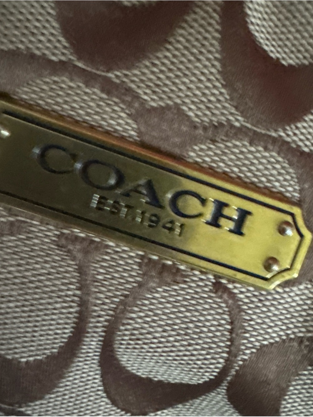 Coach Brown Signature Canvas Tote with Dark Brown Leather Trim - Picture 12 of 12